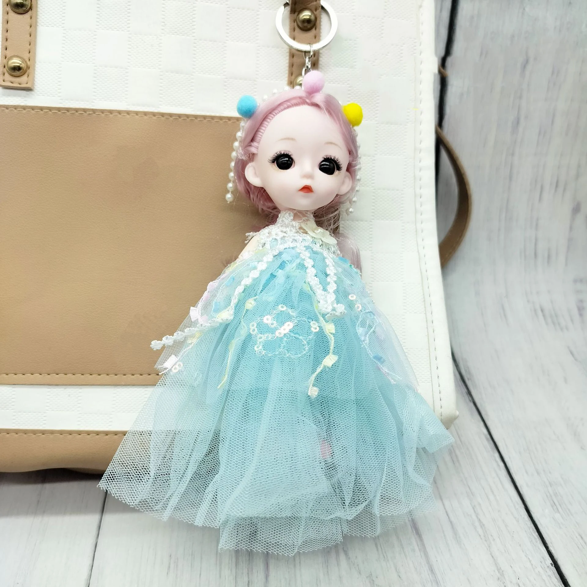 16 سنتيمتر دمى 1/12 دمية صغيرة المفاتيح المشتركة المنقولة لطيف رائعة دمية حقيبة قلادة موضة الأميرة DIY بها بنفسك فستان الفتيات اللعب هدية
