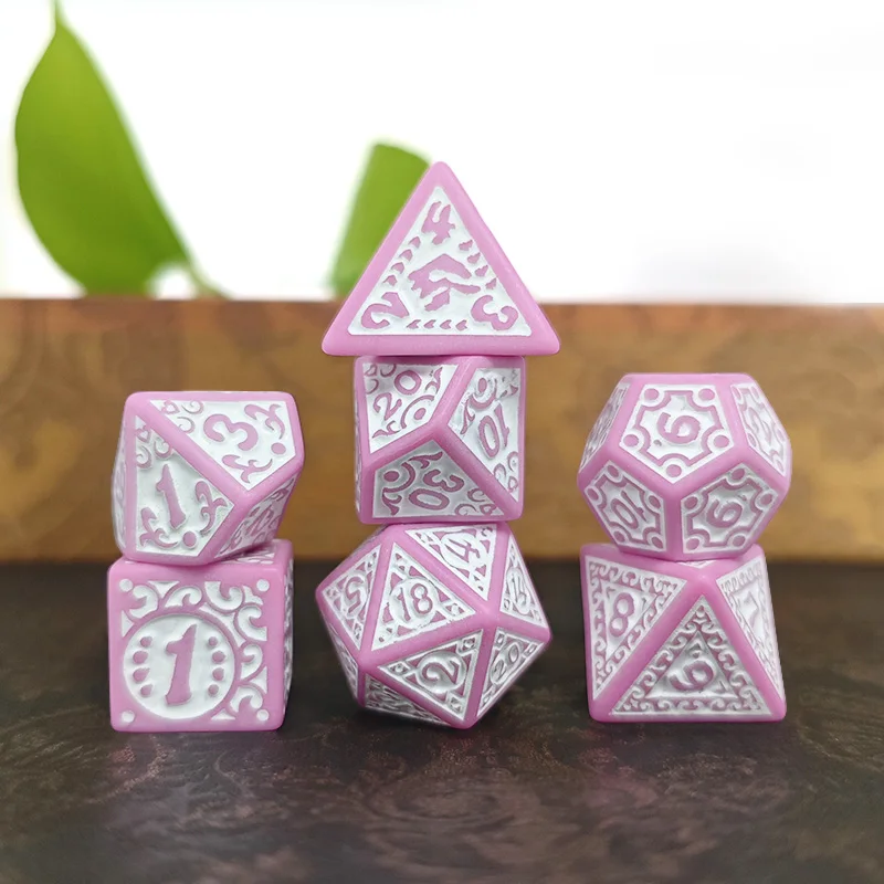 ألعاب النرد TRPG DND مجموعة النرد معظم البوب متعدد الألوان مذهلة نمط الخط الرجعية ونمط لعبة لوحة الترفيه التذكارية #6