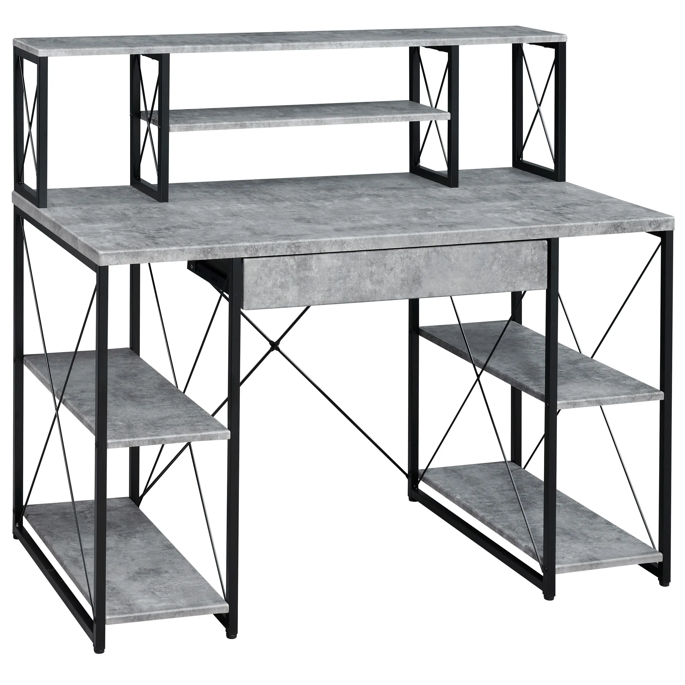 Simple style grey black folding computer/laptop desk wooden office desk open shelf home characteristic storage