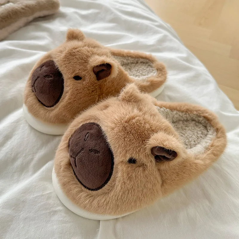 

New Arrival Cute Women's Cartoon Slippers Brown Warm Plush Slippers Women Lightweight Winter House Slipper Woman pantuflas mujer