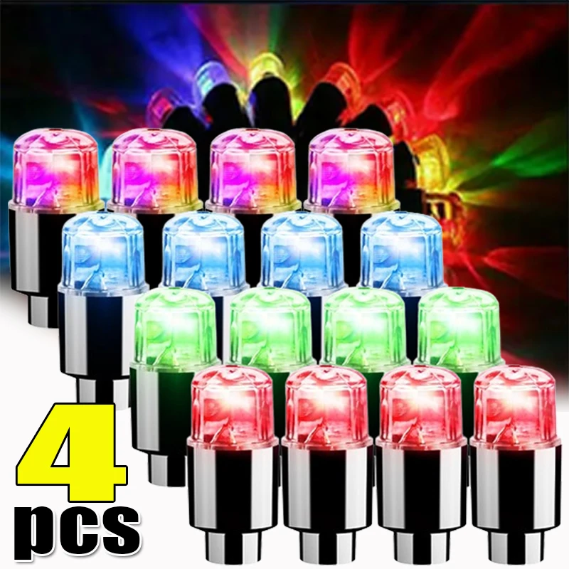 4/2/1Pcs Tire Valve Cap Lights LED Tire Lights for Car Air Valve Caps with Lights for Motorcycles Bicycles Electric Vehicles