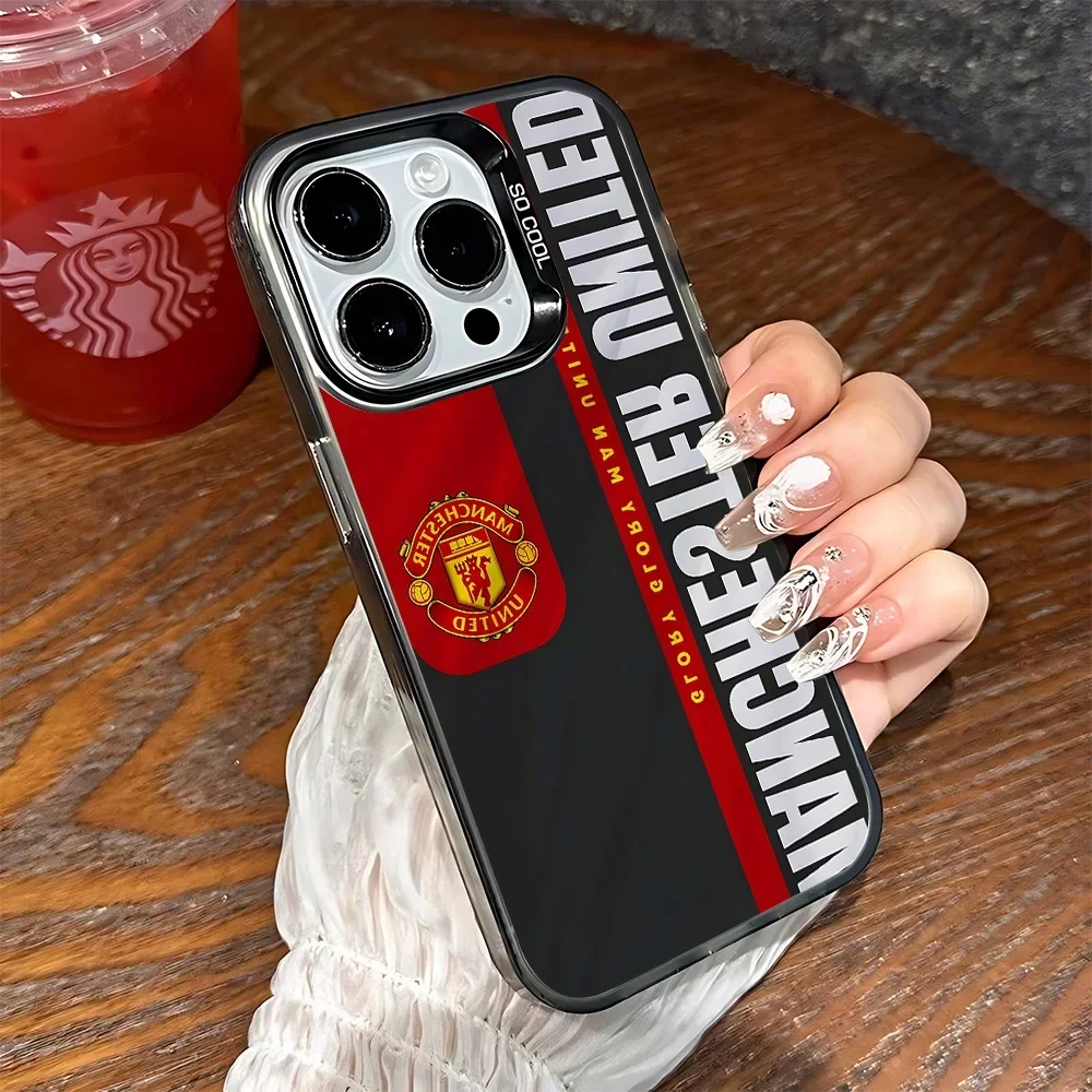 Club Phone Case For Manchesters iPhone 16 15 14 13 12 11 Pro Max XR 8 7 Plus Anti Fall Matte Back Uniteds Footballs Cover