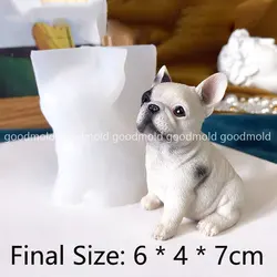 Simpatico stampo in silicone per bulldog, souvenir per cani da compagnia, stampo in gesso, resina epossidica, bulldog francese, base rotonda, stampo per animali