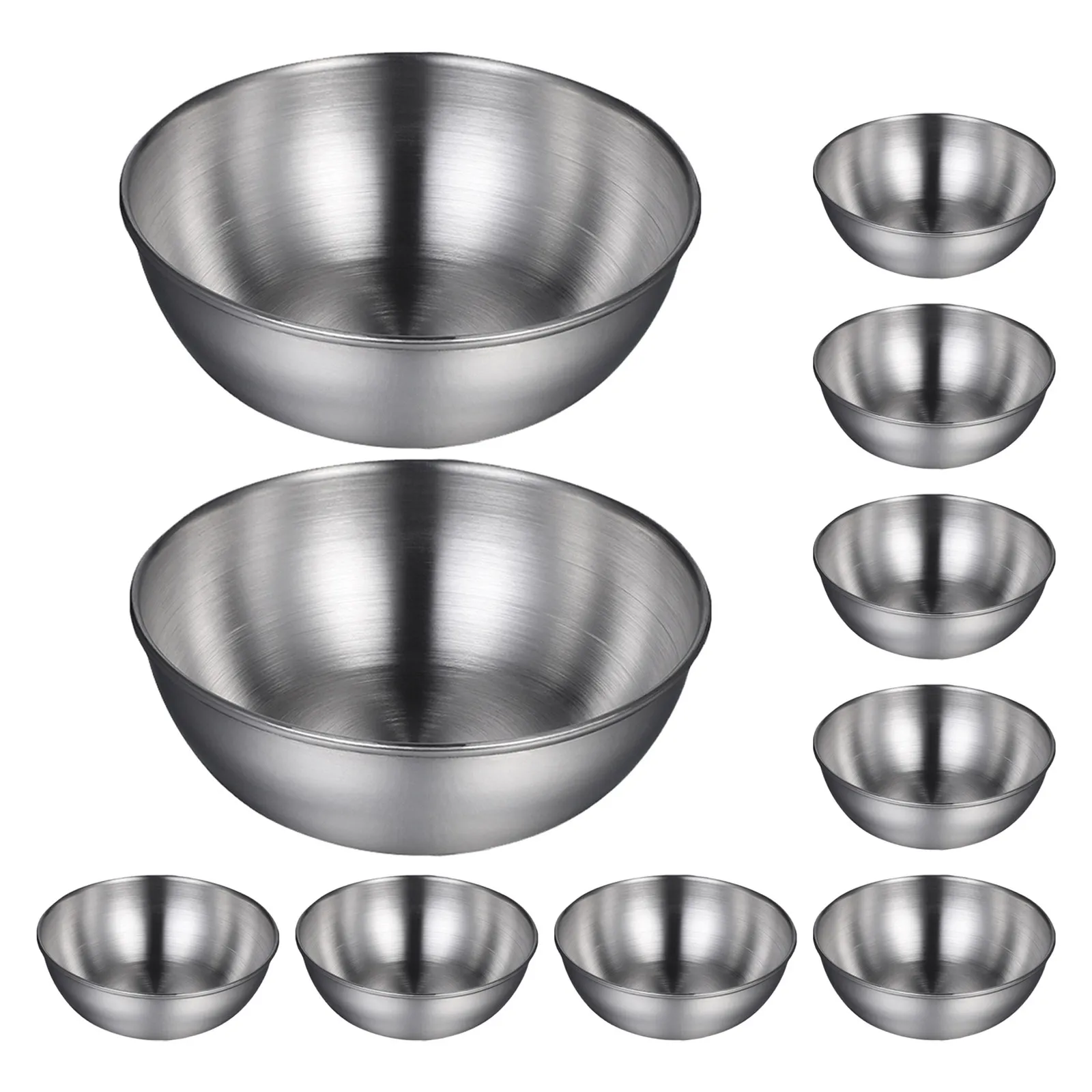 10Pcs Stainless Steel Sauce Dish Round Seasoning Bowl Pinch Bowls for Sushi Storage Condiment Containers