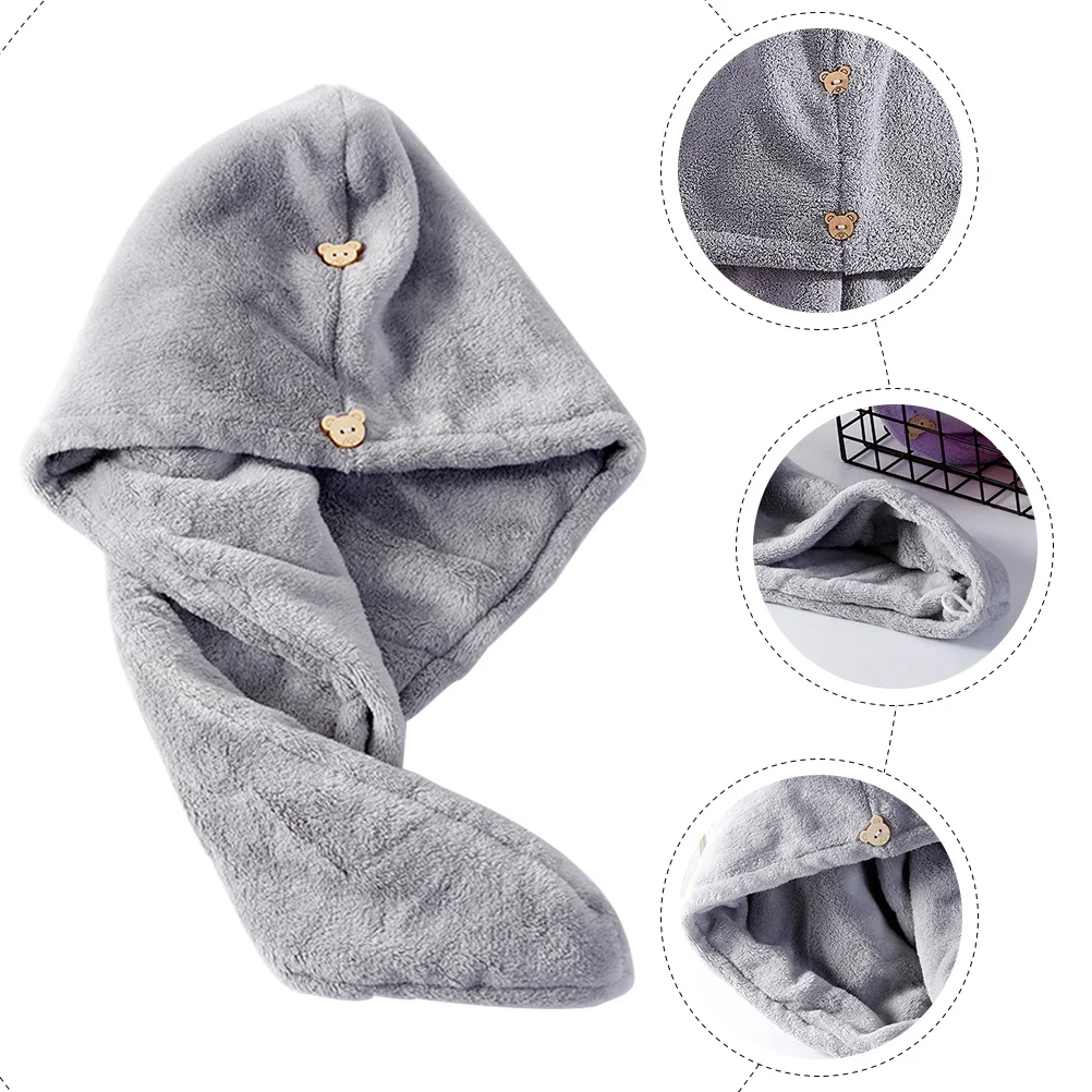 

2Pcs Fast Drying Hair Towel Wrap Thick Hair Drying Hat for Women Coral Fleece Water Absorbent Bathing Cap Turban Style
