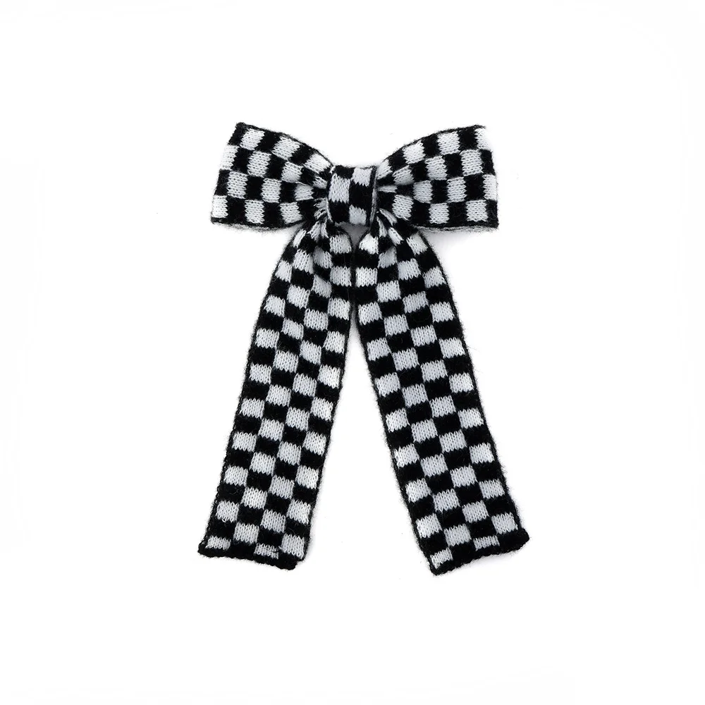 001N Checkered yarn tape Hair Bows Cute Hairpins Girls duckbilled  Hair Clips Barrettes  Clip Kids Headwear Fashion Hair Accesso