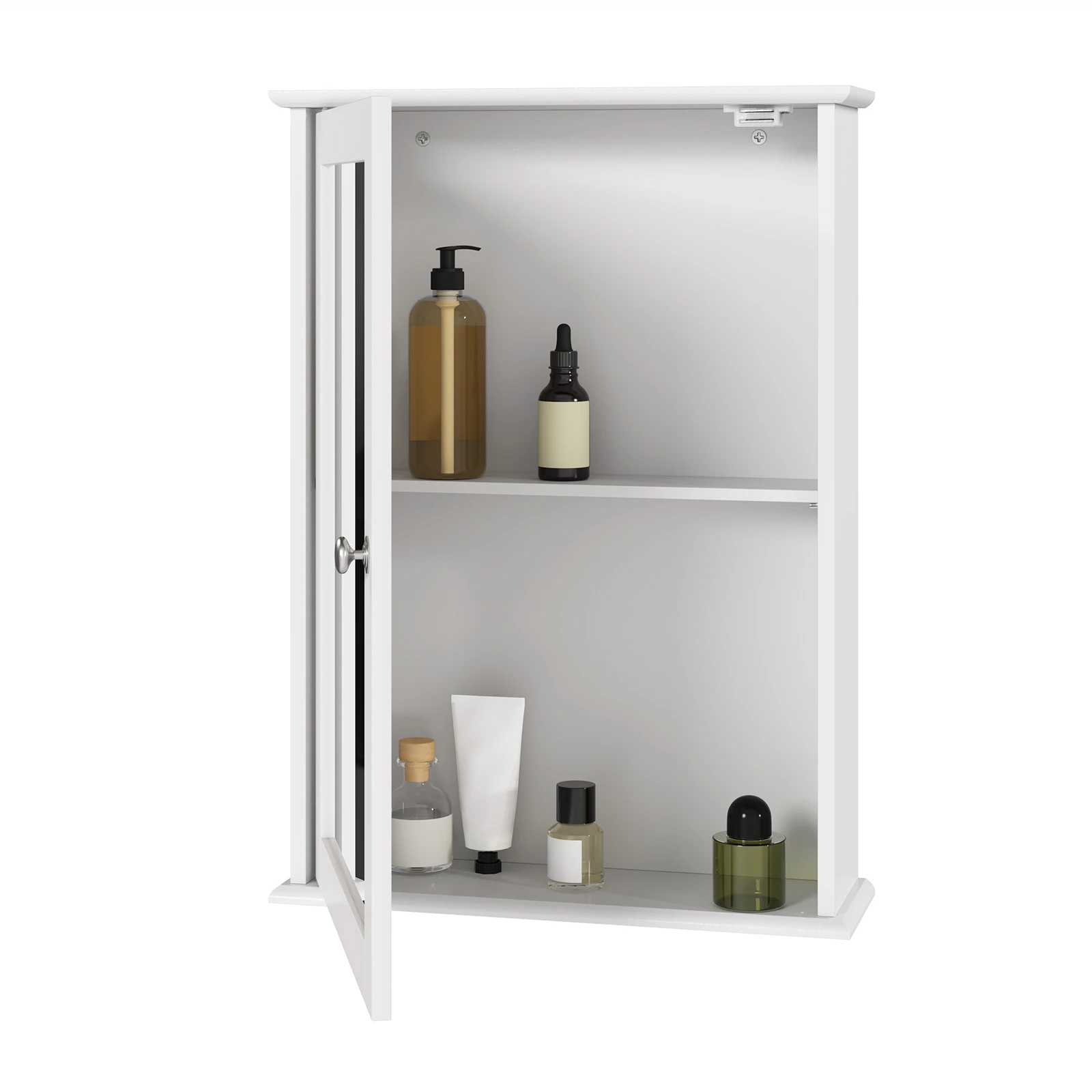 Badezimmerschrank, Wandschrank mit Spiegeltür, verstellbarem Regal, platzsparend für Badezimmer, Küche, Schlafzimmer, 42 x 58,5 x 12 cm
