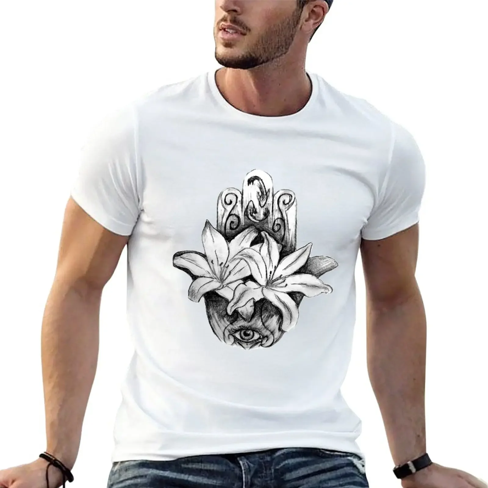 Lily Hamsa T-Shirt plain boys whites men clothing