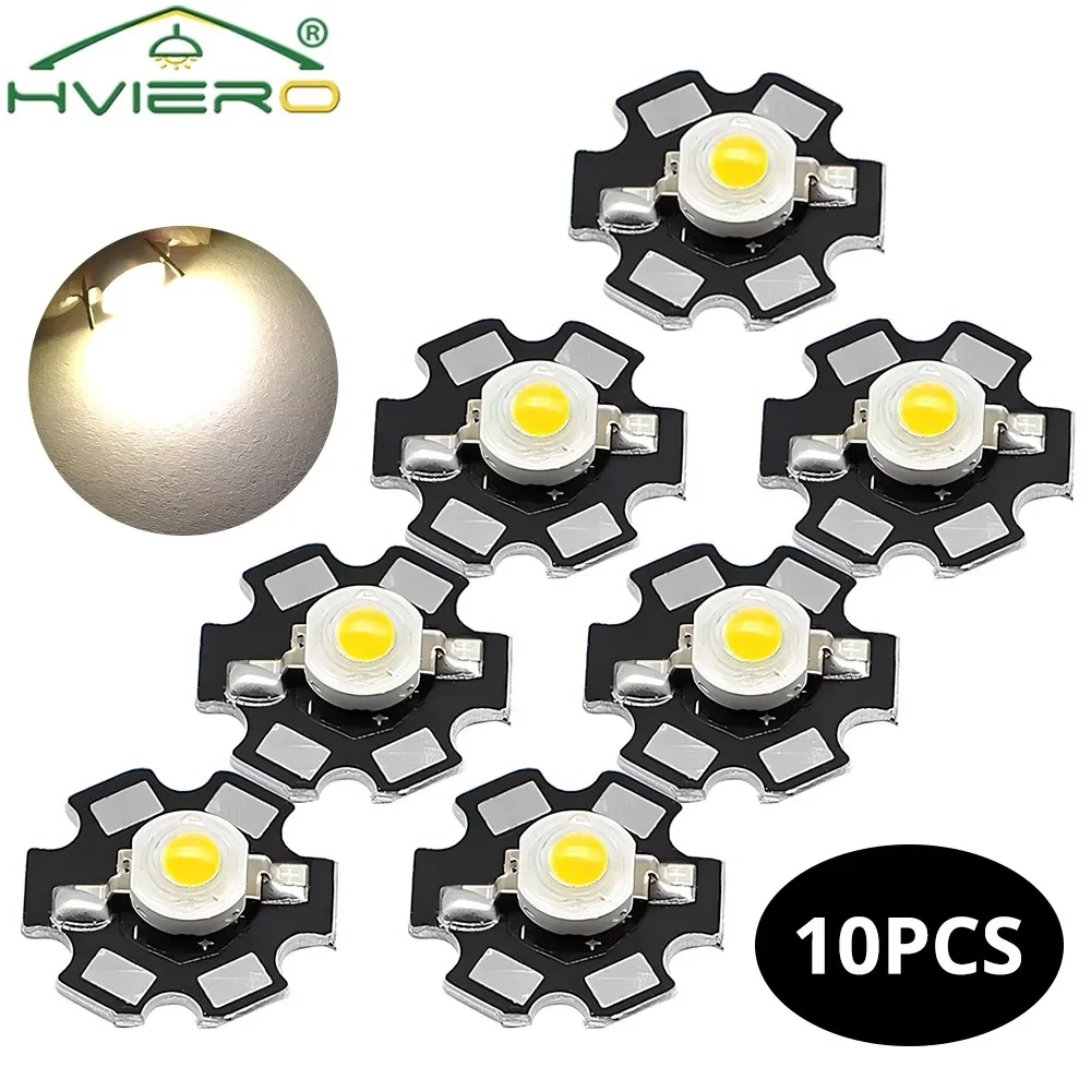 10/50/100X 1W cuentas de luz de alta potencia blanco cálido con estrella de 20mm PCB emisor bombilla LED 4 línea dorada lámparas de diodos COB para