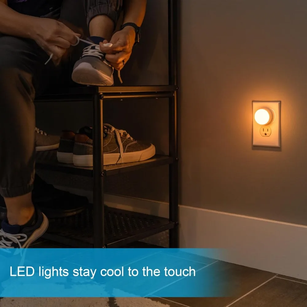 Warm Amber LED Night Lights, 4-Pack, Dusk to Dawn Sensor, UL Listed, Plug in, Auto On/Off view 5