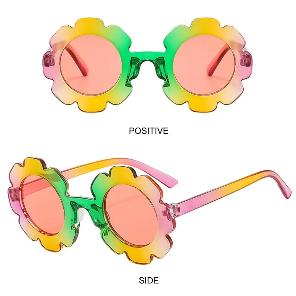 Cute Round Frame Kids Sunflower Sunglasses Colorful Sun Protection Eyewear Children Flower Sun Glasses for Girls