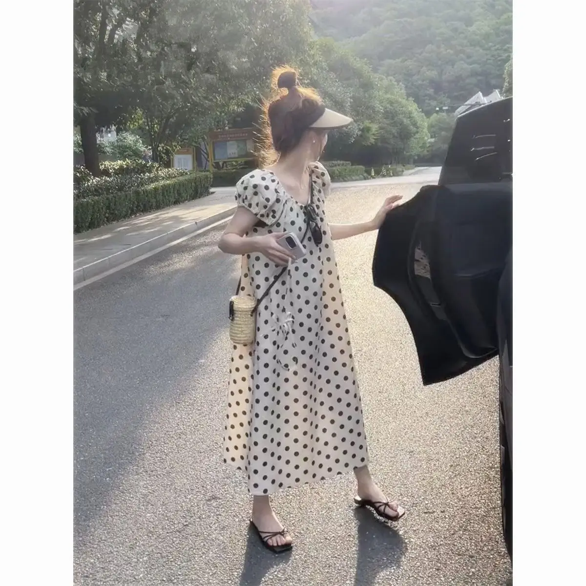 드레스 여성 쉬폰 프릴 레이어드 맥시 스커트 비치 리조트 휴가 편안한 Boho Flowy Light Dreamy Artistic Flare Casual