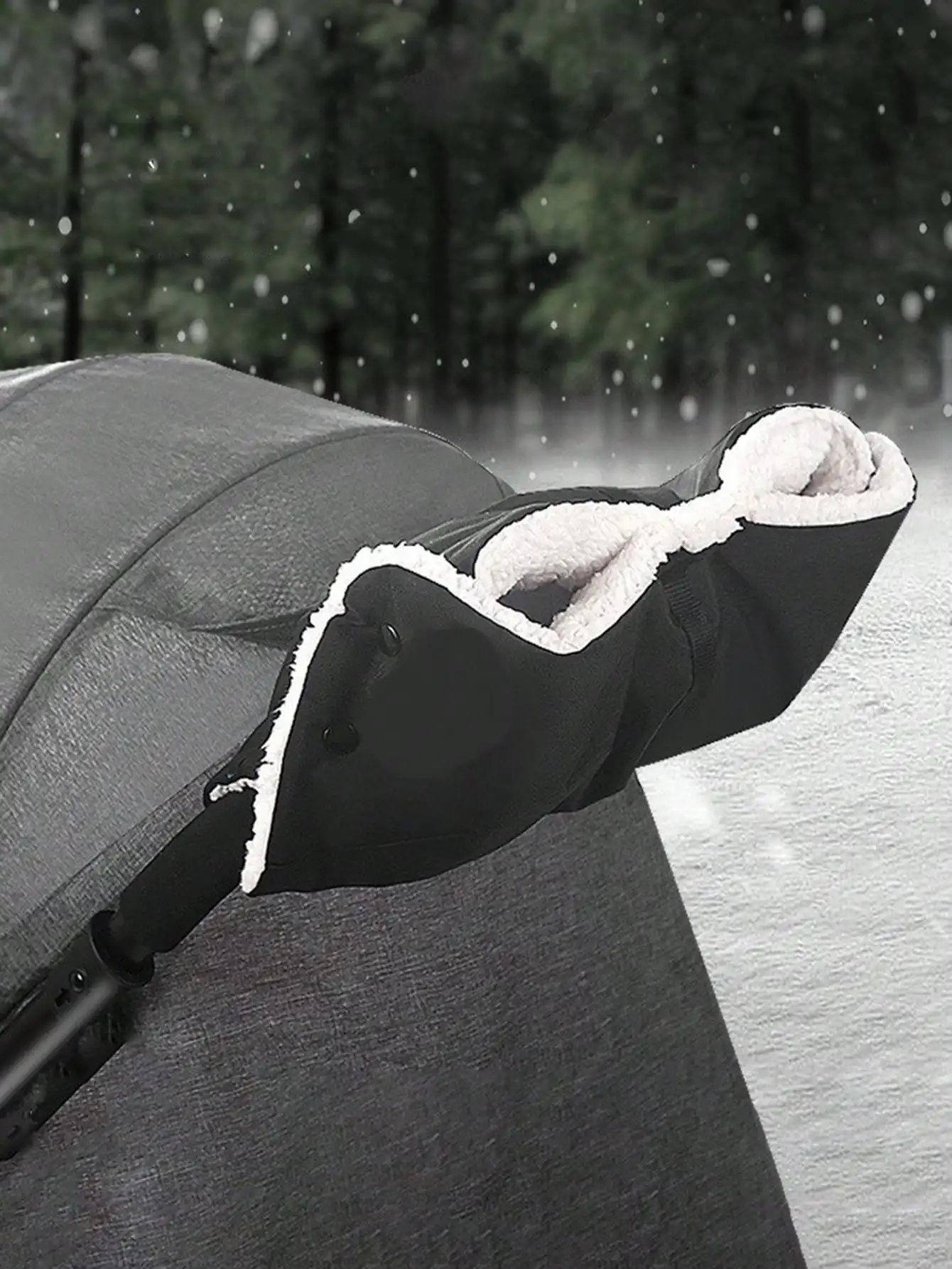 Winter Baby Stroller Windshield Gloves - Warm Handle Grips with Fleece Lining Stroller Accessory for Cold Weather