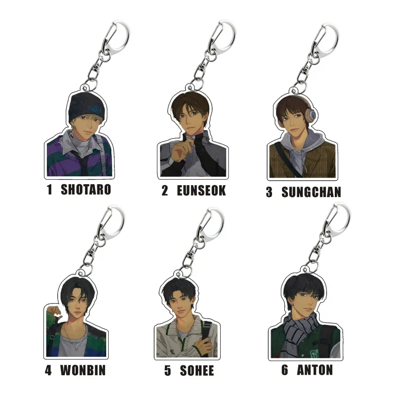 Fashion Korean Men's Team SHOTARO EUNSEOK SUNGCHAN WONBIN Keyrings Pendant Star Creative HD Pattern Acrylic Keychain Pendant