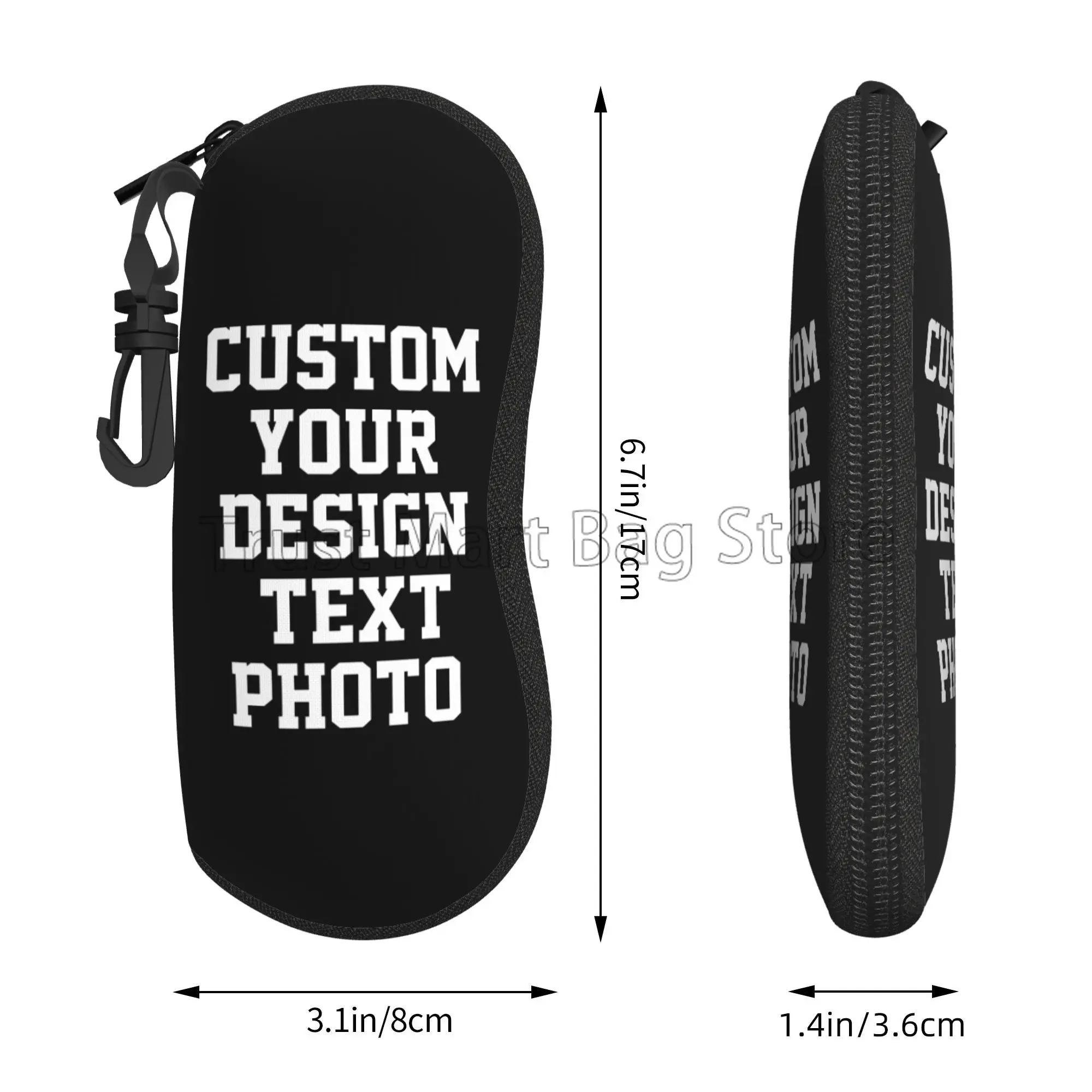 Custom Eyeglasses Case Add Your Image Text Logo Personalized Ultra Light Portable Sunglasses Case with Clip Gift for Women Men