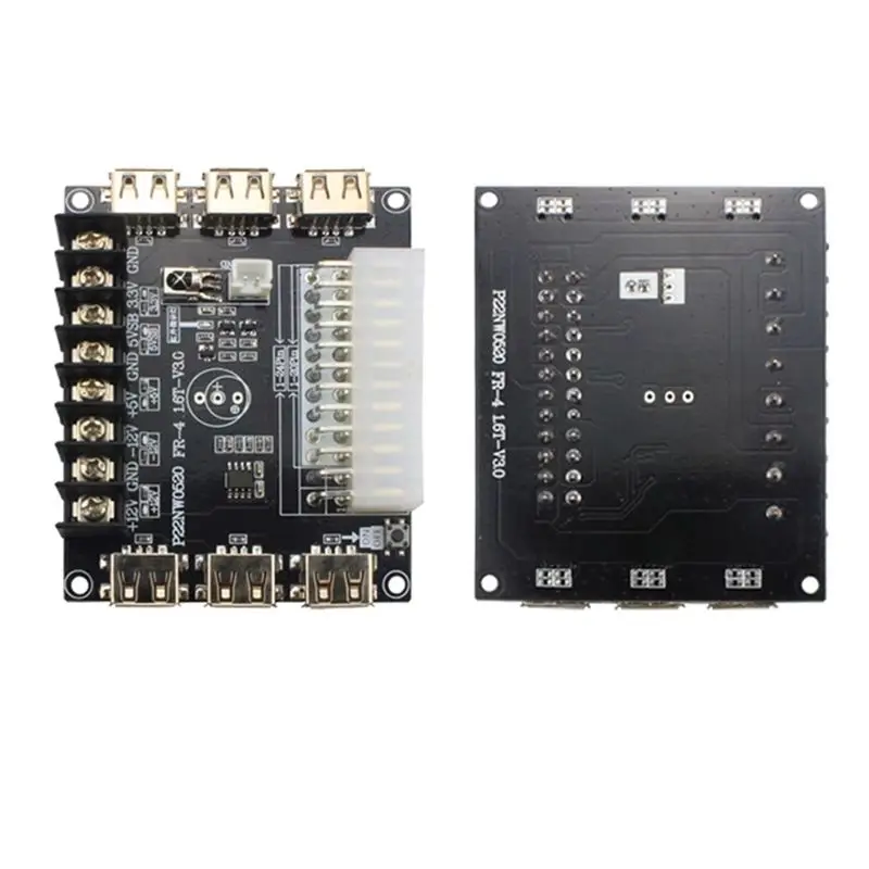 A29F-24 Pins ATX Power Supply Breakout Board And Acrylic Case Kit Module Adapter Power Connector Support 3.3V/5V/12V