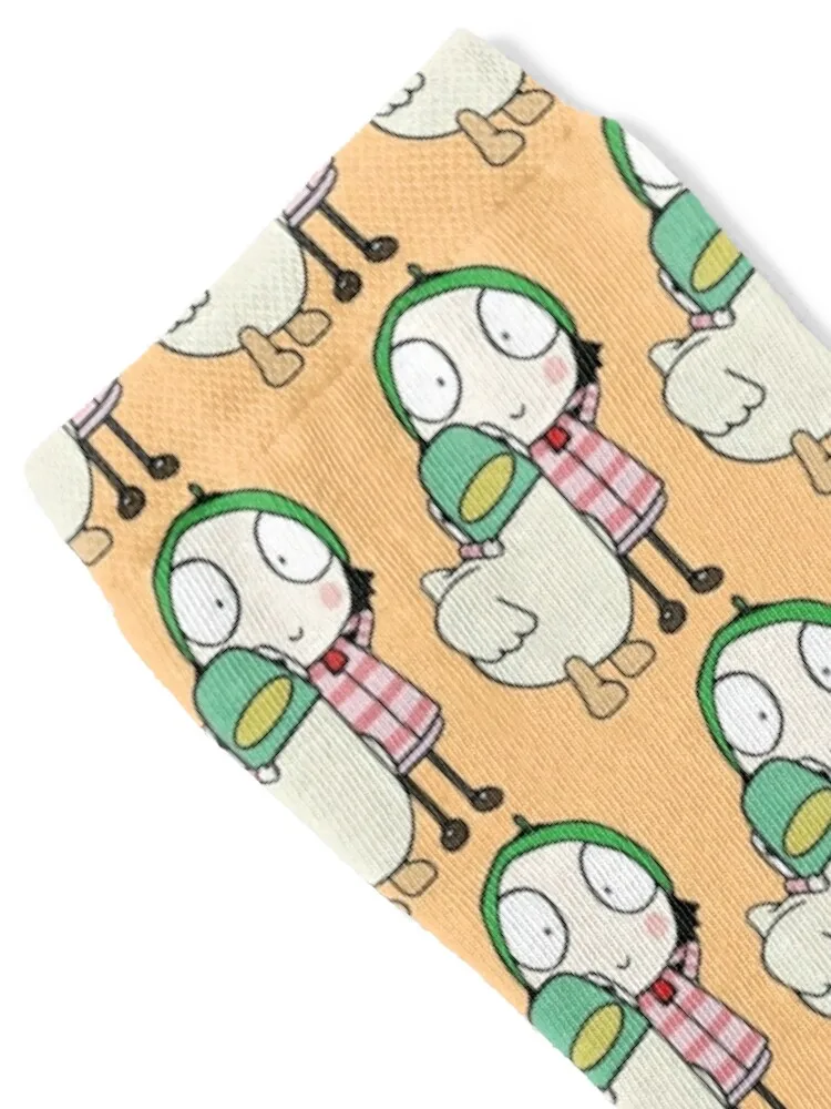 Sarah and Duck-Chaussettes pour hommes et femmes, motif floral, anime, amusement