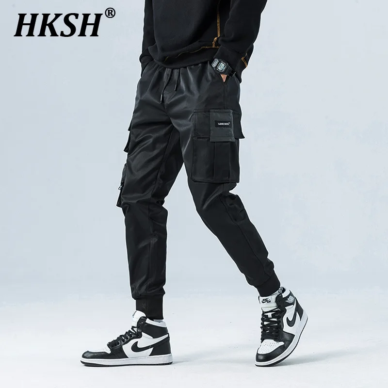 

HKSH Multi Pockets Functional Techwear Cargo Pants For Men Ins Spring New Slim Three-dimensional Dark Punk Style Overalls HK0793