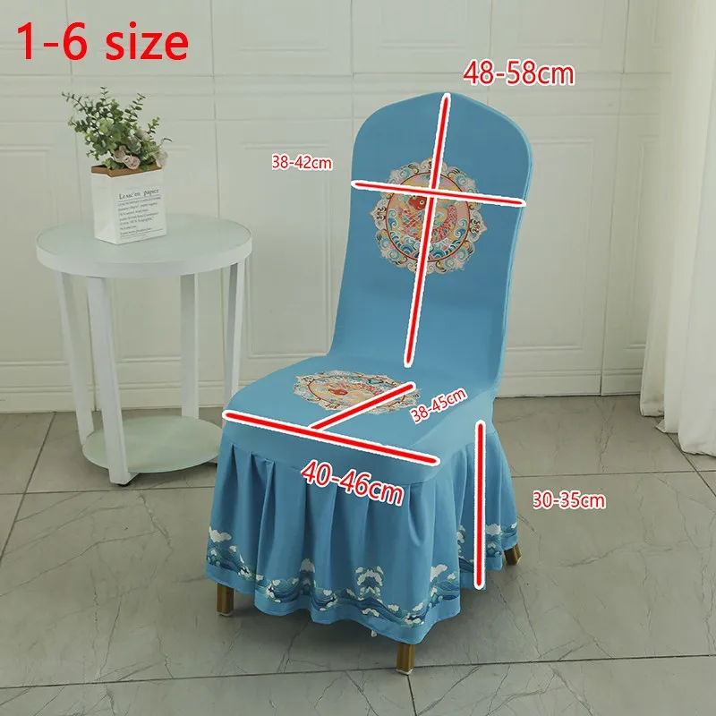 

Luxury High-Quality Elastic Chinese Print Table Skirt Chair And Art Stool Cover Seat Slipcover for Wedding And Home Decor
