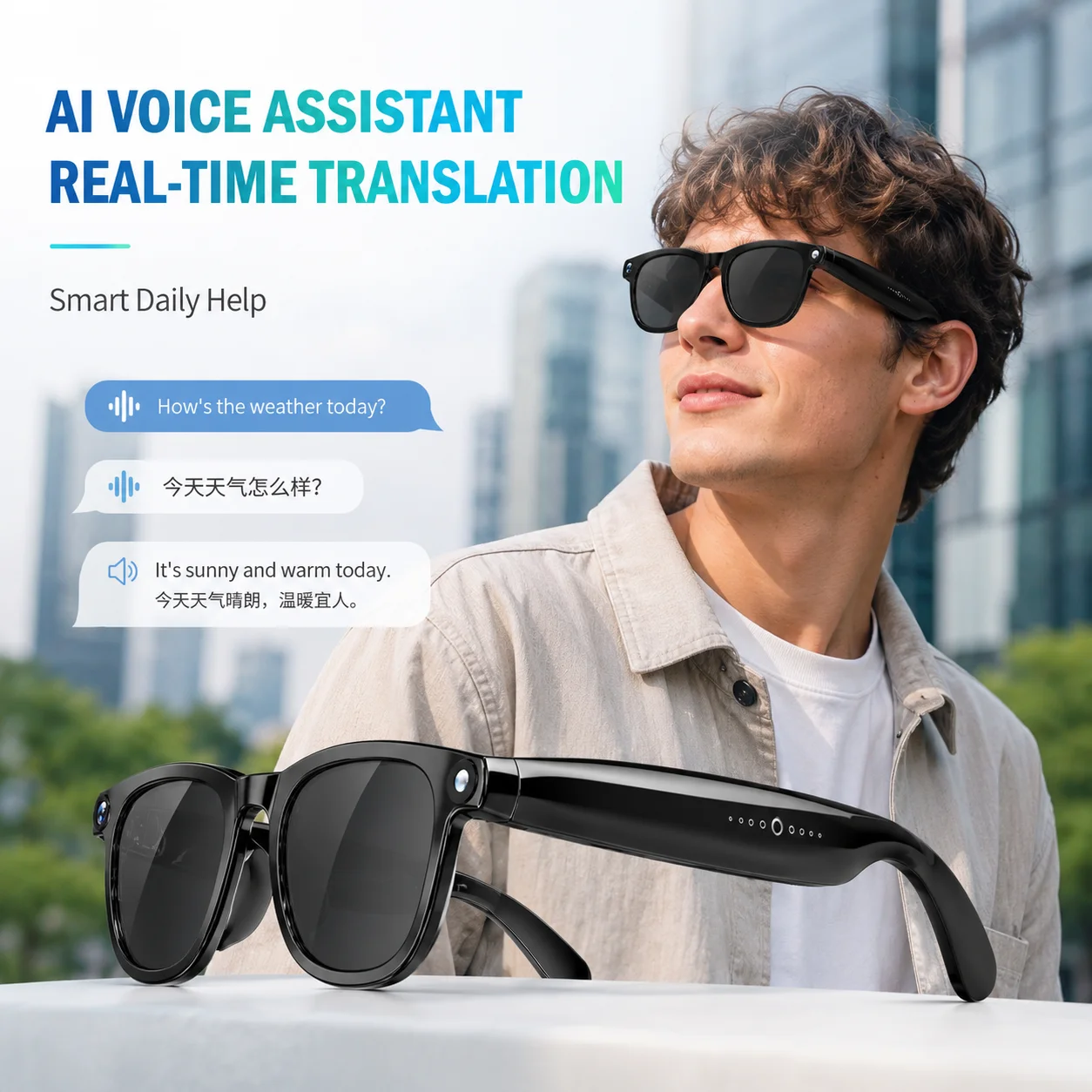 2 in1 2K Smart AI Glasses 800W pixel AI Shooting Camera HD Photo Video Voice BT Call  AI Translation Smart Sunglass
