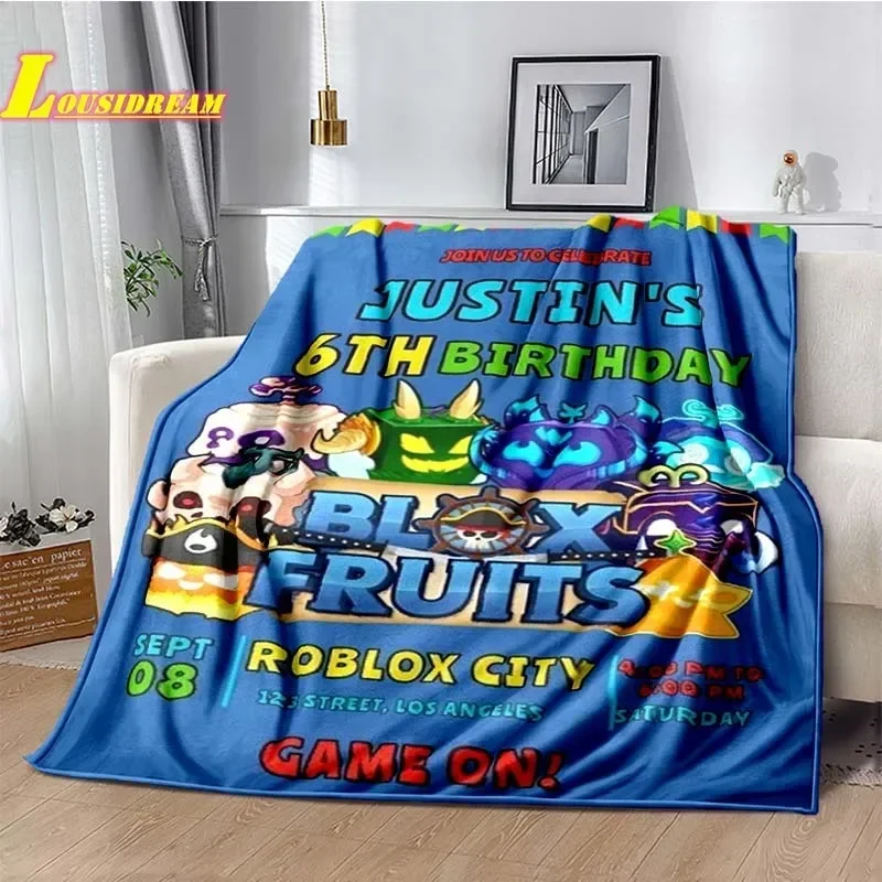 بطانية مطبوعة على شكل لعبة كرتونية للأطفال ، فواكه B-blox ، مريحة وجميلة ، ورقة أريكة ، لحاف سفر ، هدية عيد ميلاد