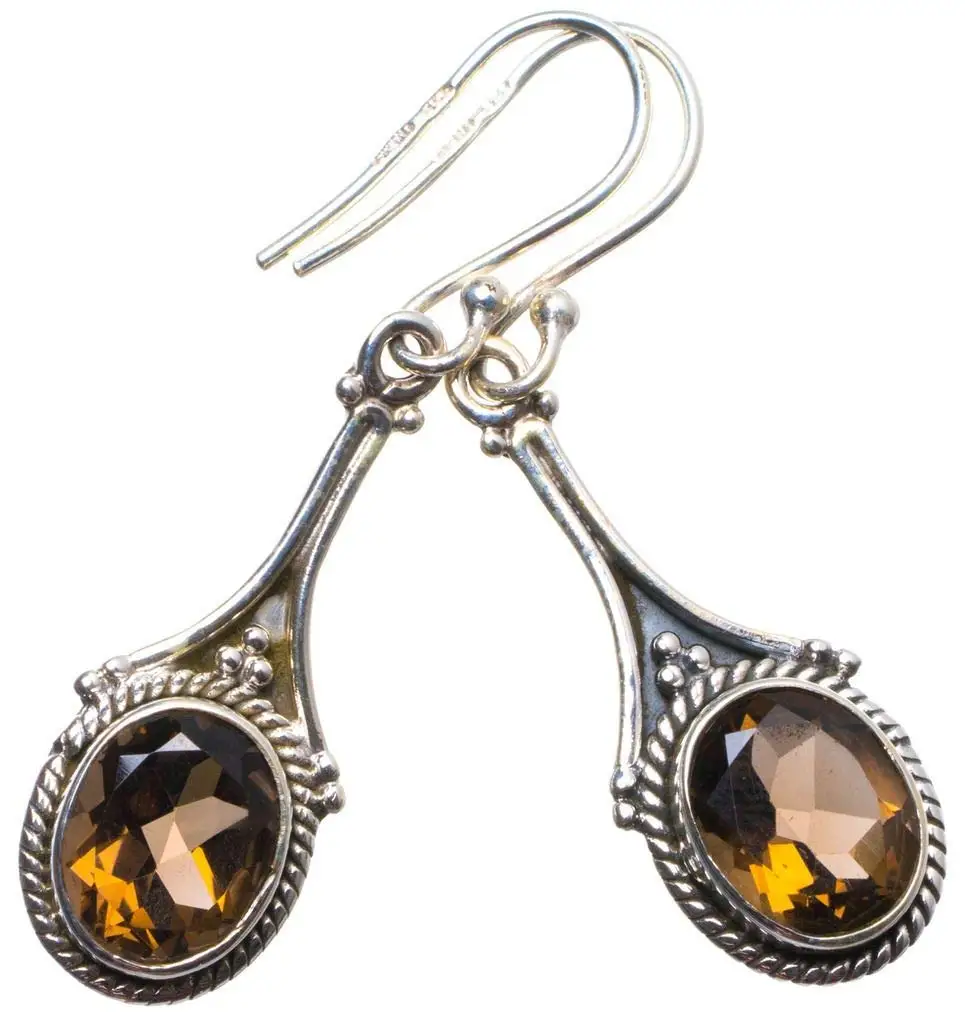 

StarGems® Natural Smoky Quartz Handmade Unique 925 Sterling Silver Earrings 1.5" X3752