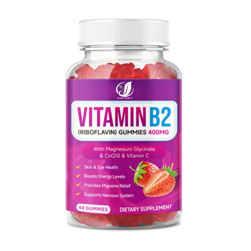 

Жевательные конфеты с витамином B2 - Рибофлавин 400 мг, содержащие магний, CoQ10 и витамины, со вкусом клубники, 60 жевательных конфет.