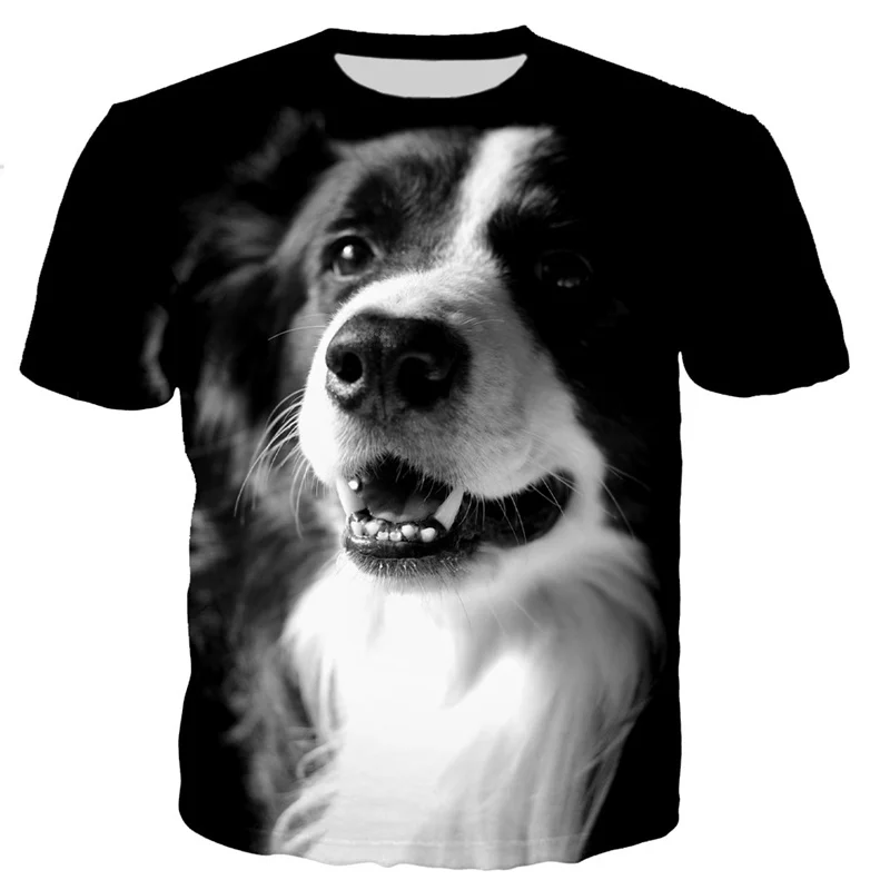 Fashion Cool Summer T Shirt Men Border Collie 3D Print T-shirts Casual Style Short Sleeves Streetwear Tops Clothing Dropshipping