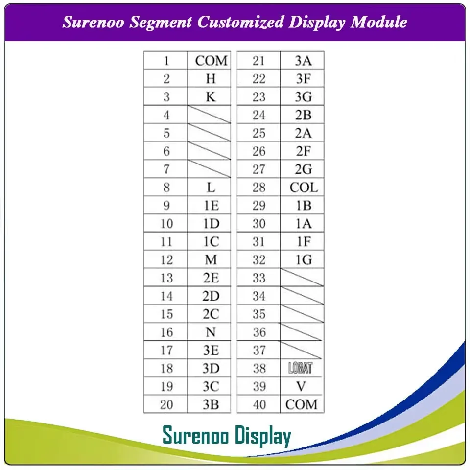 Brand New Customized 3 1/2 3.5 Bit 3V Segment Digital LCD Module Display Screen Glass (Outline: 50.8*30.5MM) 40P for Multimeter