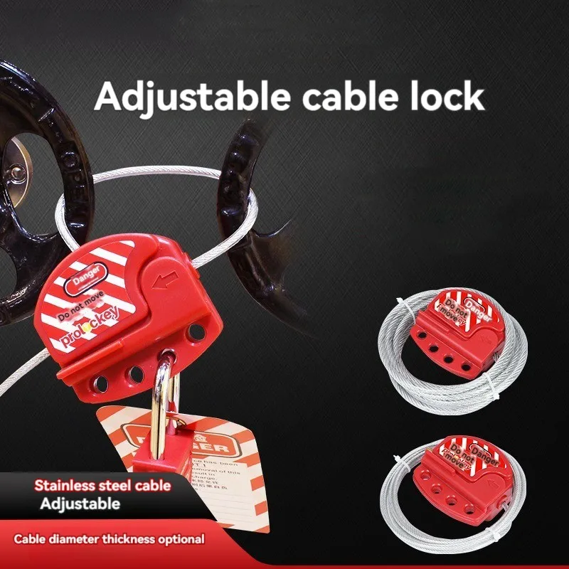 Plastic Steel Cable Lock, Isolation Shutdown Maintenance Adjustable Cable, Industrial Safety Equipment, Loto Lock