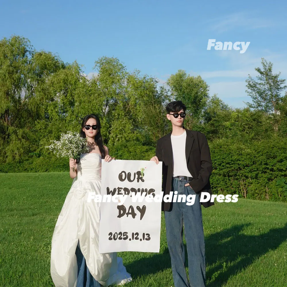 Fantasia elegante sem alças coreia vestido de casamento uma linha tafetá vestido de noiva sem mangas volta espartilho personalizado