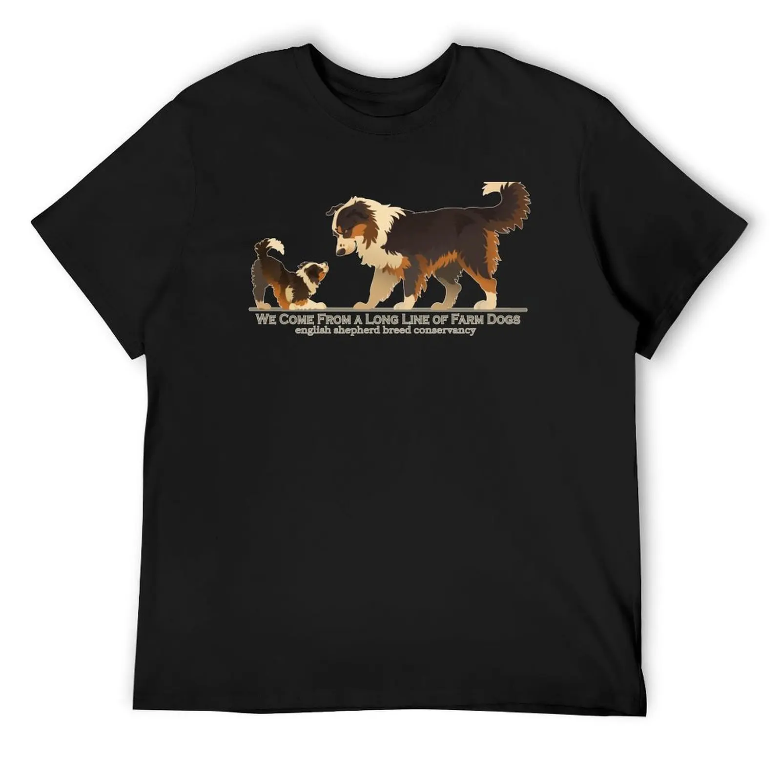 English Shepherd- Dam and Puppy- Black Tri T-Shirt blanks anime stuff street wear vintage mens designer clothes