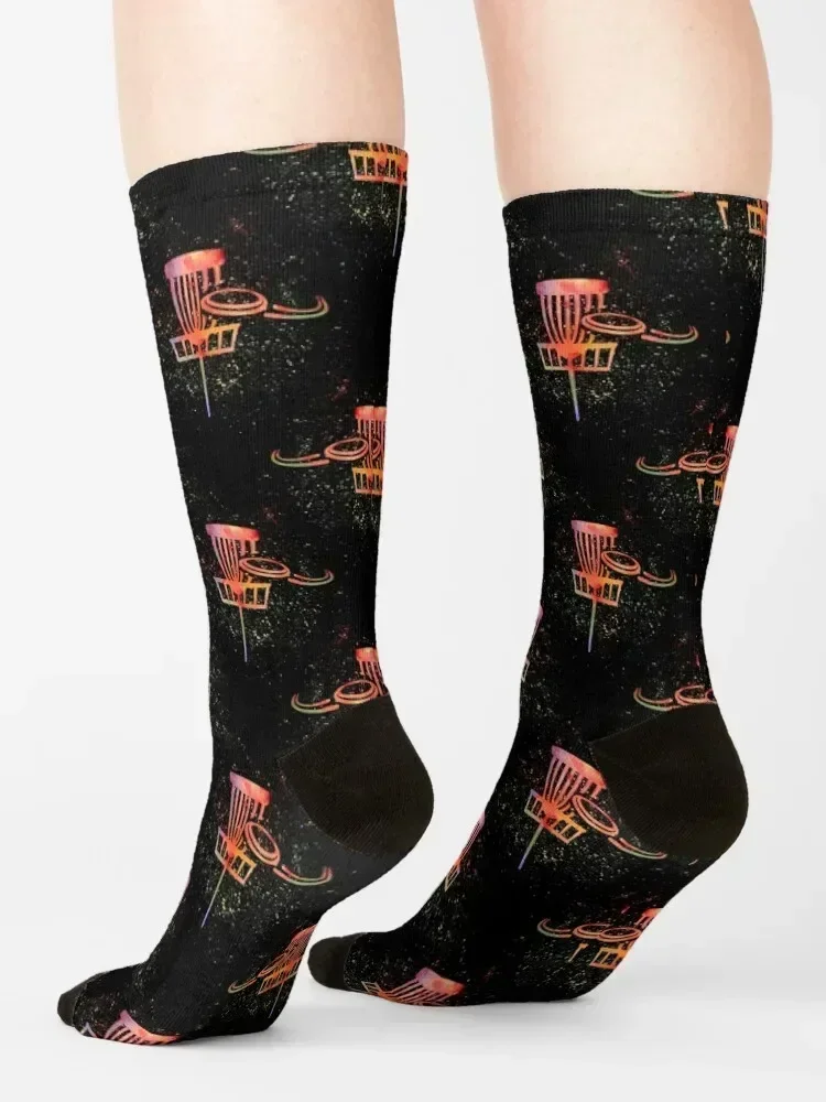 Disc Golf Watercolor Art Pattern Socks Thermal man winter floor Lots Women Socks Men's