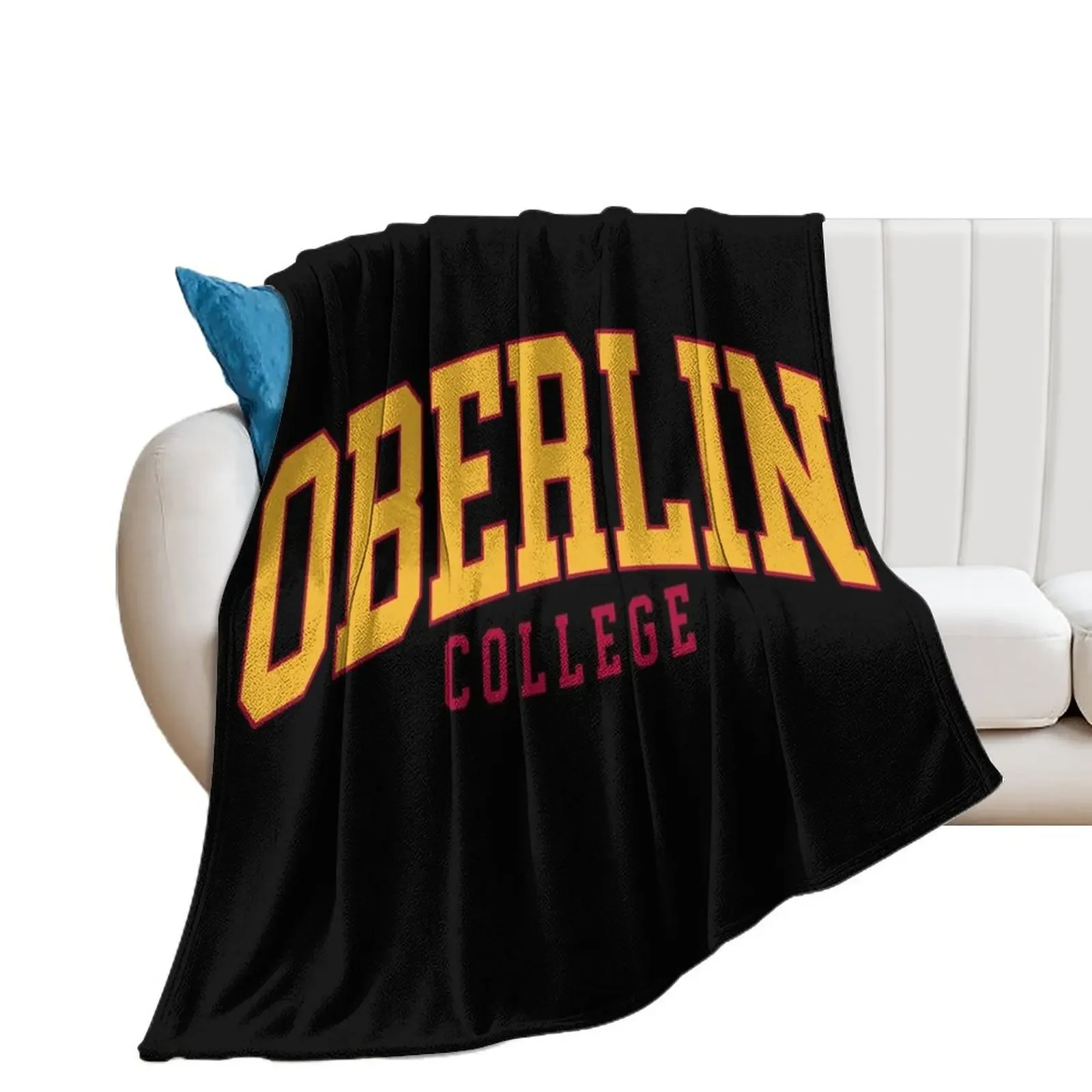 oberlin - college font curved Throw Blanket Decorative Sofas Warm Blankets