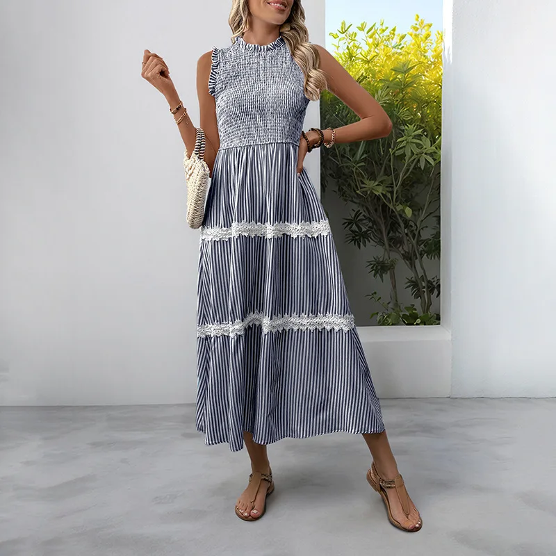 Female Dresses Outfits Women'S 2025 Floral Boho Dress Wrap O Neck Short Sleeve  Ruffle Splicing A Line Dress Ropa Para Mujer