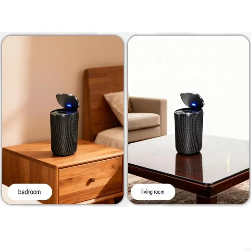 Covered Car Ashtray with LED Light, Press Open Lid for Night Driving, Plastic Car Ashtray for Cleaner In-Car Cleanup on H9EE