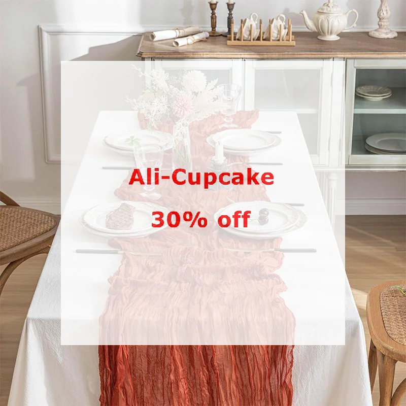 Boho Gauze Table Runner Crinkled Cheesecloth Table Runner For Wedding Bridal Shower Party Table Decor