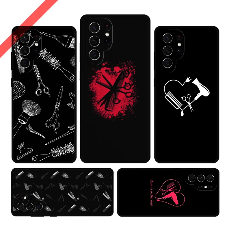 Barber Shop Hair Stylist tools Phone Case For Samsung Galaxy S20 FE S21 S10 S23 Plus S24 S22 Ultra Note20 Note10 S9 S8 Cover