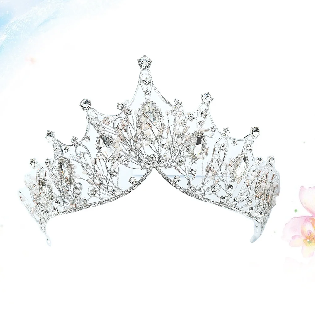 غطاء الرأس حجر الراين العروس غطاء الرأس الزفاف تيارا للنساء حجم الحرة الزفاف الزخرفية تاج تاج الشعر التبعي #1