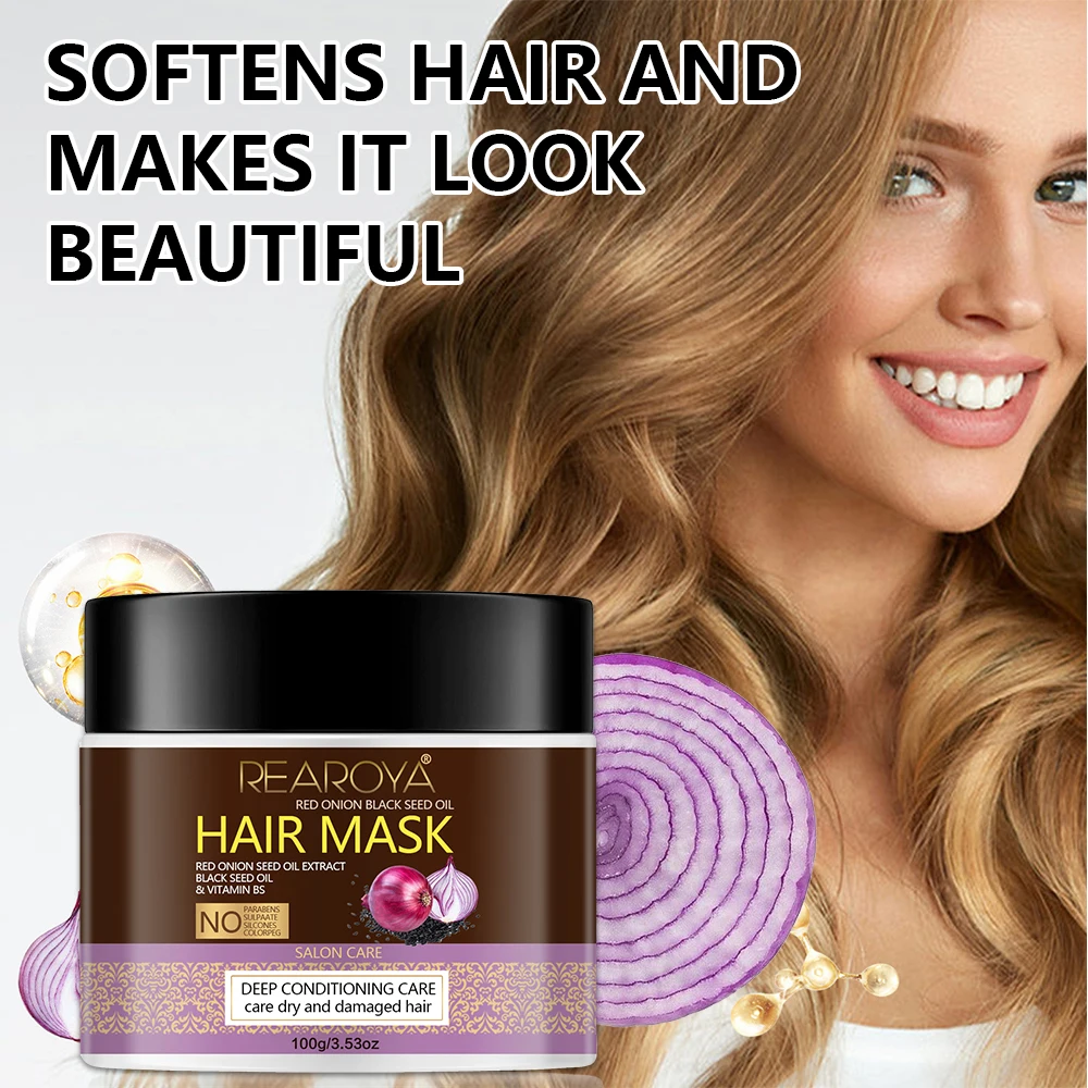 Red onion Hair Mask Daily care at home Hair mask for Women Nourishes the ends repairs damaged hair Prevent dryness 100g