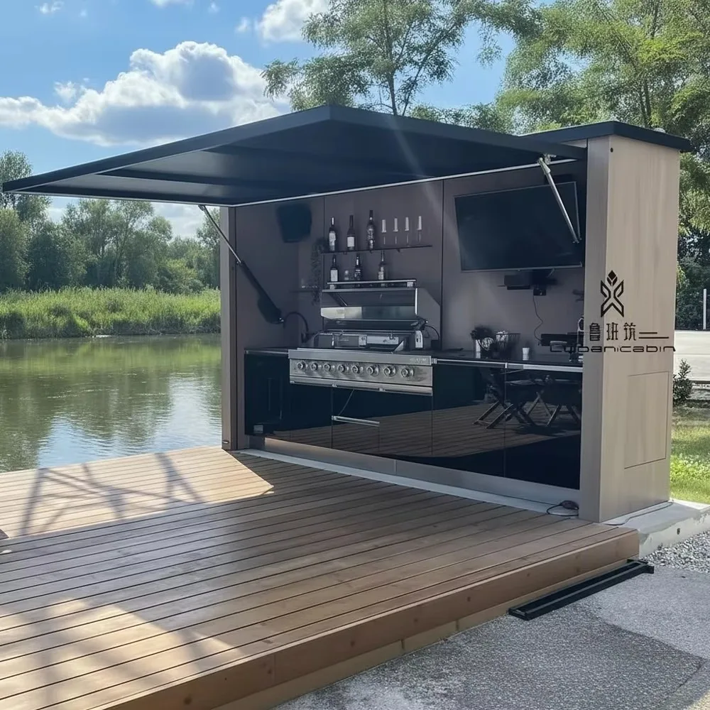 Modern Stainless Steel Outdoor Kitchen Set with Sink Faucet Durable BBQ Cabinet Island Eco-Friendly Garden Patio
