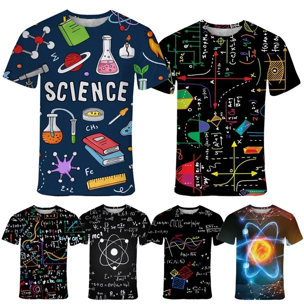 New Mathematical Formula 3d Printed T-shirt Fashion Men's and Women's Casual Short-sleeved Formula Shirt Top