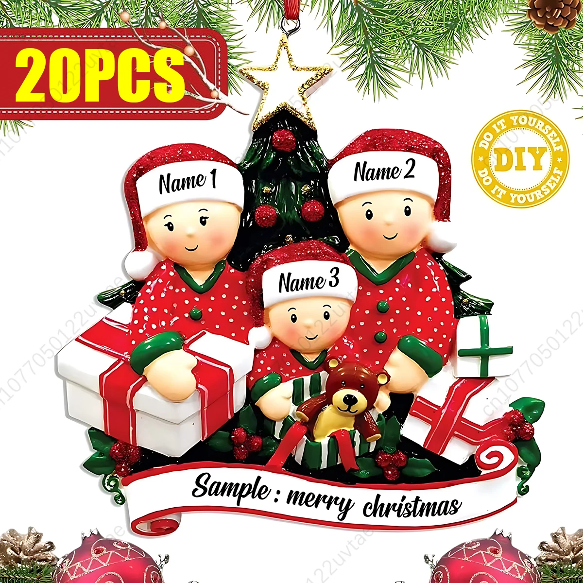 

20PCS Christmas Tree Family Hanging 2024 Cute Little Snowman Acrylic Flat Christmas Tree Decoration Hanging Christmas Decoration