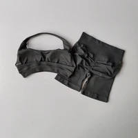 Sexy Halter Neck Beautiful Back High Waist Peach Sports Bras Shorts Suit Pilates Gathering Yoga Vest Training Fitness Bra Sets - Image 6