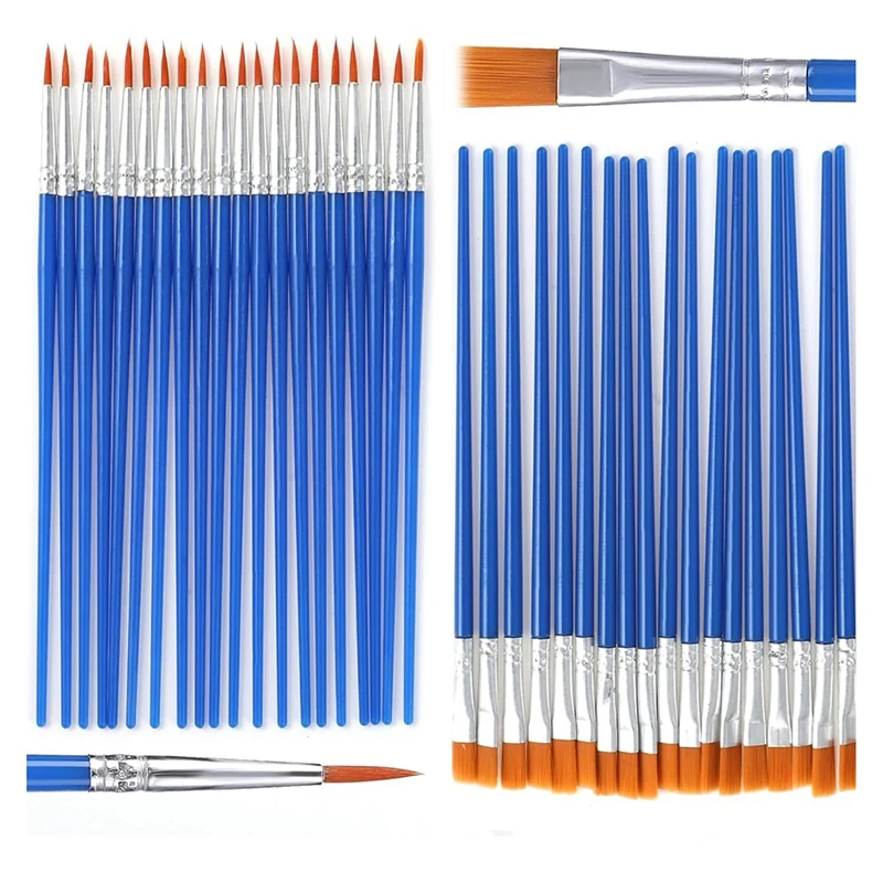 

Acrylic Paint Brush Set 50 Pcs Small Brushes Flat Detail Soft Bristle Watercolor Model For Face Painting Craft Supplies