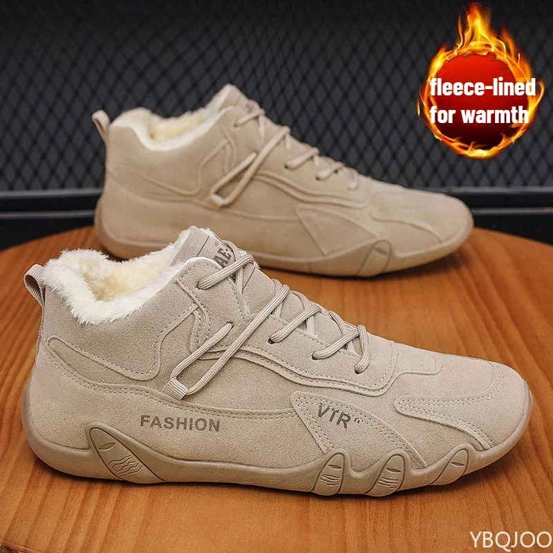 

Осенне-зимняя модная обувь большого размера с плюшевой и утолщенной теплой хлопковой обувью для комфорта на открытом воздухе, модная мужская хлопковая обувь
