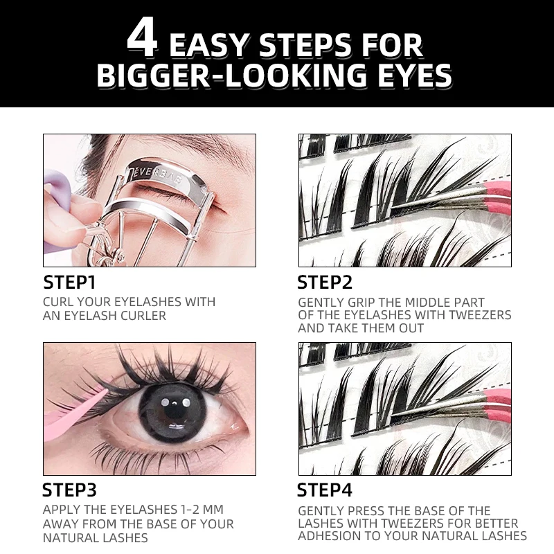 DINGSEN 6/8 Reihen Segmentierte Wimpernbündel DIY Wimpern-Set Dicke Falsche Wimpern Wispy Lash Cluster Kits Manga Falsche Wimpern – Detail 11