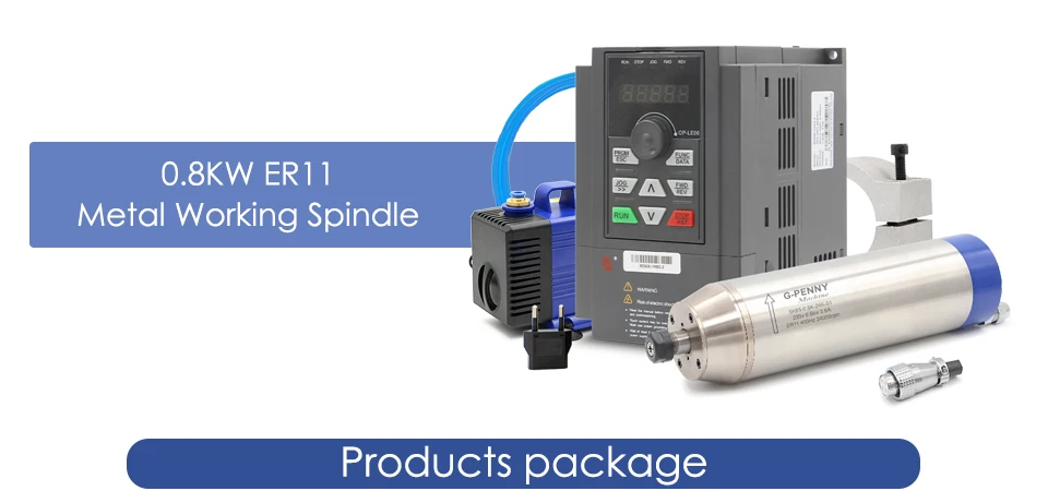 G-PENNY 0,8 kW ER11 Metallbearbeitungsspindelmotor, Kugelförmiger, wassergekühlter Motor mit Keramiklager & 1,5 kW FULING BD600 Frequenzumrichter & 75 W Wasserpumpe – Detail 1