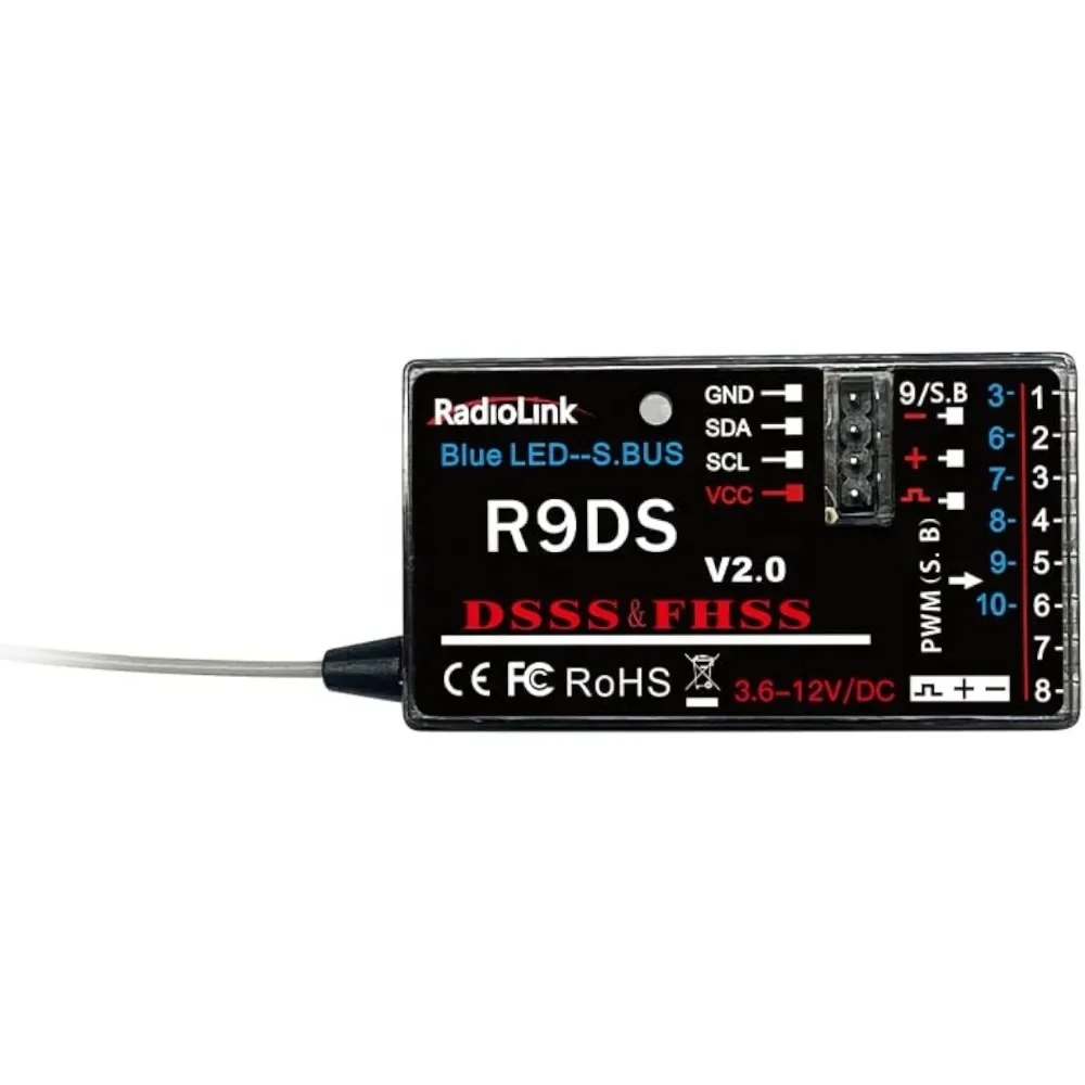 Radiolink R9DS V2.0 9 Channels RC Receiver SBUS/PWM/PPM Signal Compatible With AT9 AT9S AT10II AT10 Remote Control Toy