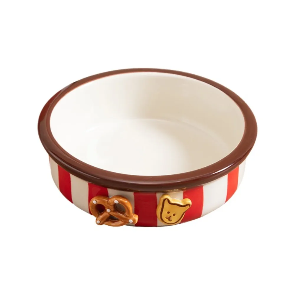 

Sturdy Anti-slip Dog Ceramic Bowl Thicken Anti-Spill Pet Water Feeders Handmade Smooth Surface Kitten Food Basin Eating